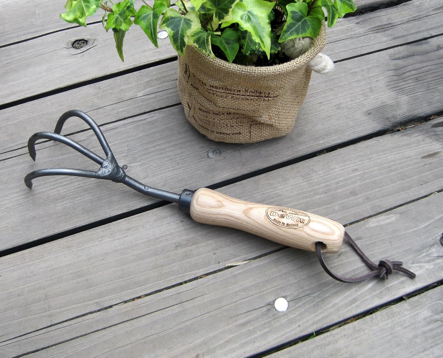 DeWit 3-Tine Cultivator with Short Handle, Works as Garden Hoe and Tiller : Hand Tillers : Garden & Outdoor