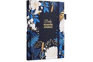 COMKISO Reading Journal for Book Lovers - 75 Book Journal Reading Log for Book Tracking, A5 Linen Book Review Journal with TBR Tracker List, Ratings, Challenges, Prompts, and Index - Floral