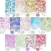 PH PandaHall 10000+ Resin Bubble Beads, 13 Color Mini Beads Iridescent Crystals Beads No Hole Mini Beads Glass Sand Beads for DIY Shaker Resin Mold Filler Jewelry Making UV Nail Decorations 0.7~3mm