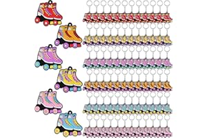 Ferreve 18 Pcs Roller Skate Keychain for Party Favors Roller Skating Supplies for 80s 90s Hip Hop Disco Themed Birthday Party Decorations Gifts