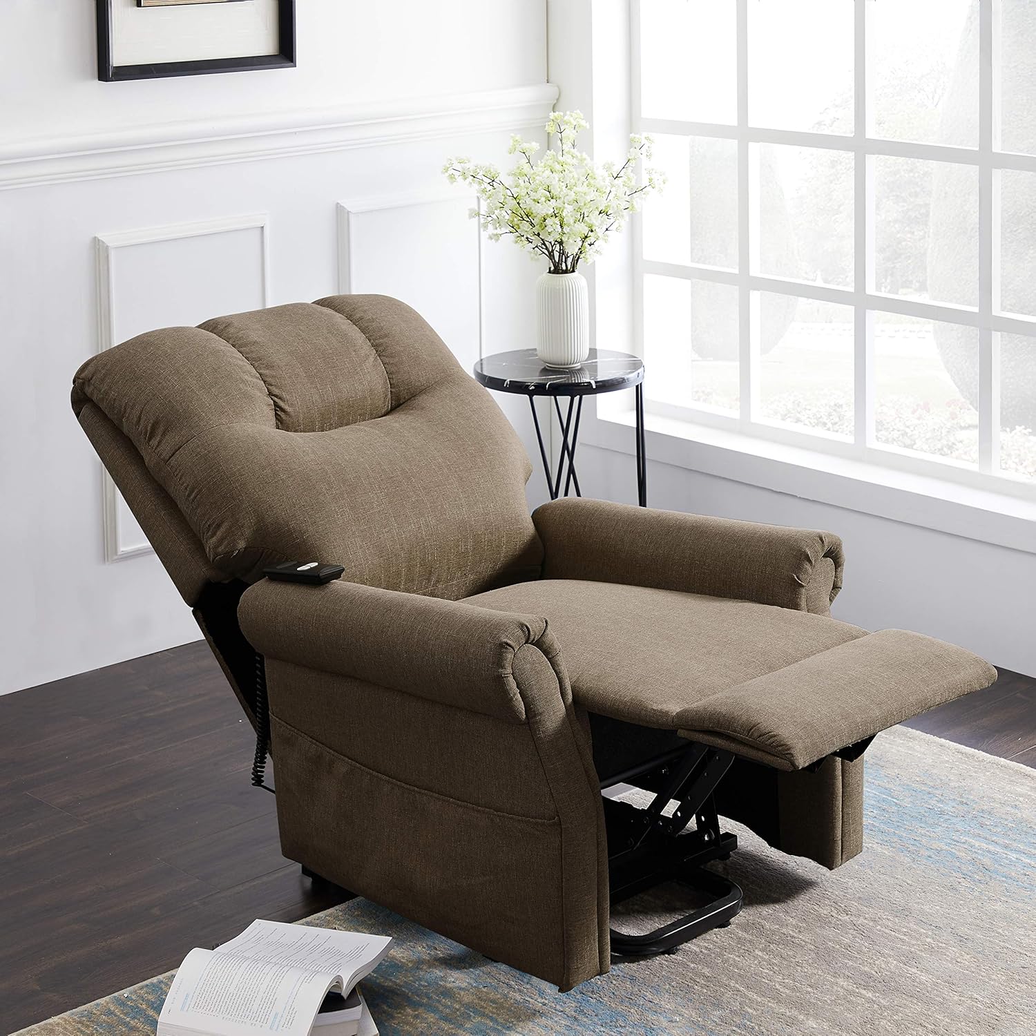 Merax Electric Recliner Chair Lazy Boy Sofa for Elderly, Power Lift Office or Living Room, Brown: Furniture & Decor