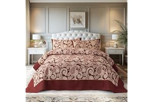 ALPHA HOME Lightweight Quilt Set - Reversible All-Season Bedding, Ultra Breathable & Wrinkle-Free, Soft Microfiber with Pillow Shams, Summer 3 Pieces with 1 Quilt and 2 Pillow Shams
