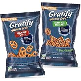 Gratify Pretzel Sea Salt Twists Bundle, Vegan - 10.5 Oz Bag (Pack of 2) | Gluten Free Pretzel Crisps, Individual Bags, Healthy Oven Baked Snacks, Sea Salt Party Mix &amp; Twists Pack
