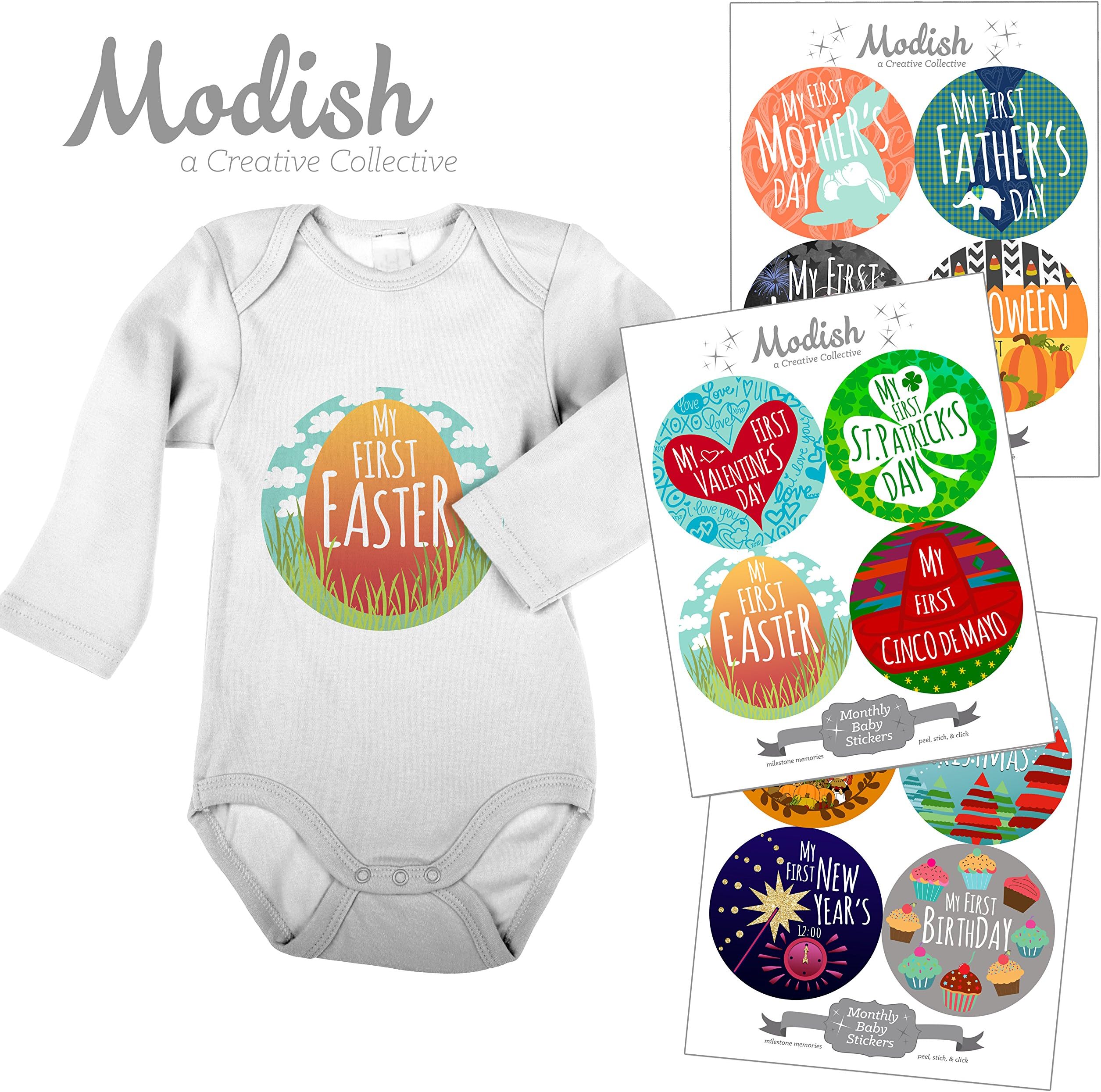 Modish Labels, 12 First Holiday Baby Stickers, Baby's First Easter, Baby's First Mother's Day, Baby's First Father's Day, Baby Photo Prop, Baby Shower Gift, Baby Book Keepsake