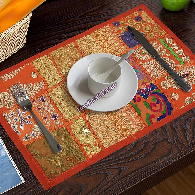 Buy Handicraft Bazarr Decorative Table Bowl Mat 12x18 Inch Cotton Mat