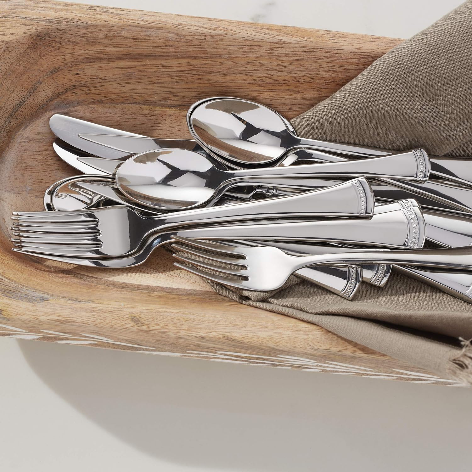  | Lenox Portola 65-Piece Flatware Set, 10.00 LB, Metallic: Flatware Sets