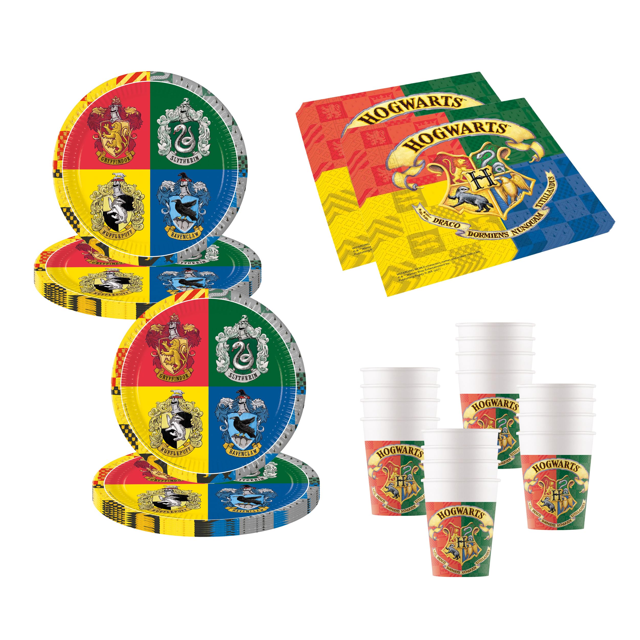 Procos Harry Potter Hogwarts 10137422 Party Set 52 Pieces 16 Plates 16 Cups 20 Napkins Disposable Tableware Party Tableware Table Decoration