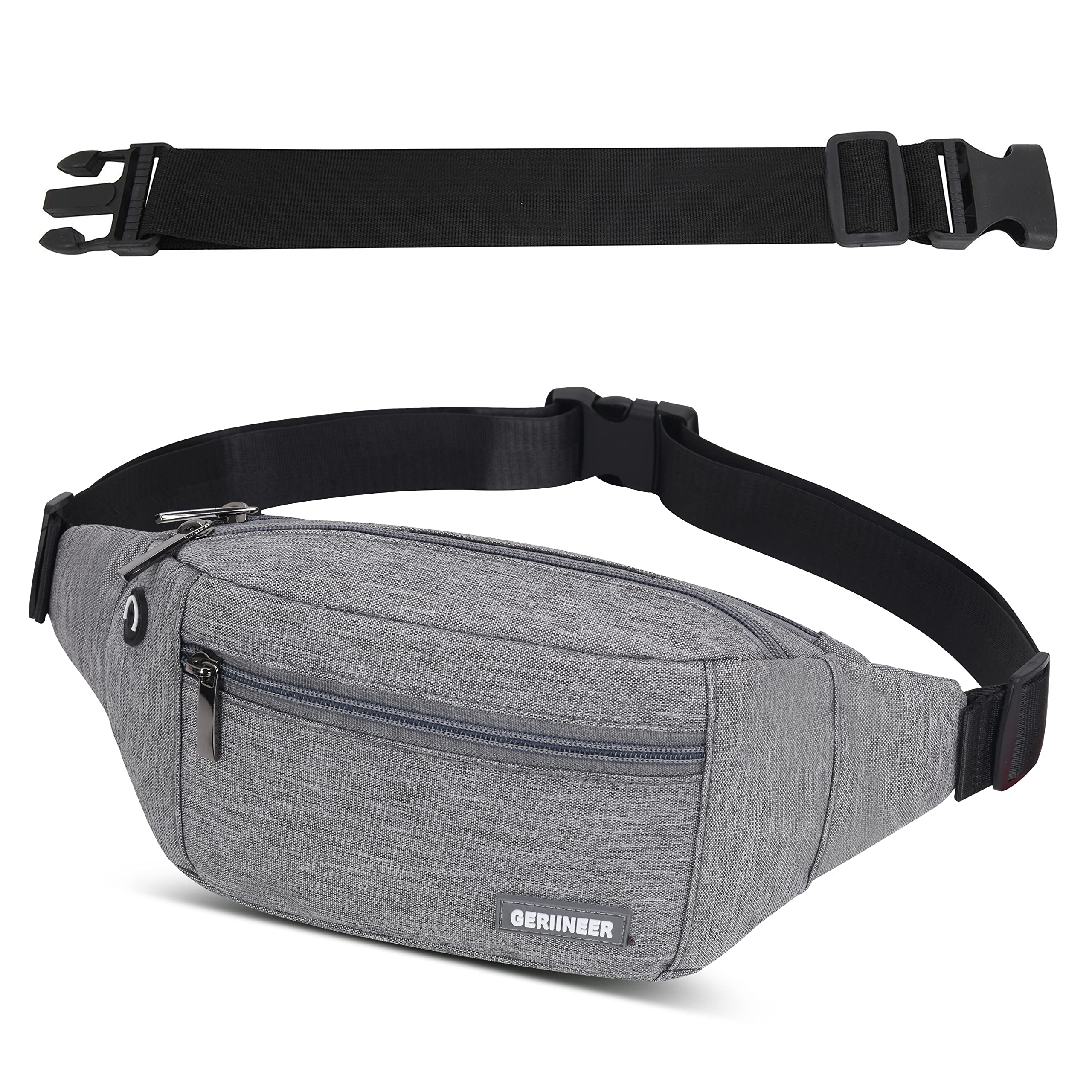 GERIINEER Bumbags Waist Fanny Pack for Women Ladies Men Waterproof Unisex Bum Bag with 30cm Extended Belt and Headphone Jack for Dog Walking Running Traveling Cycling Hiking Outdoor Sport