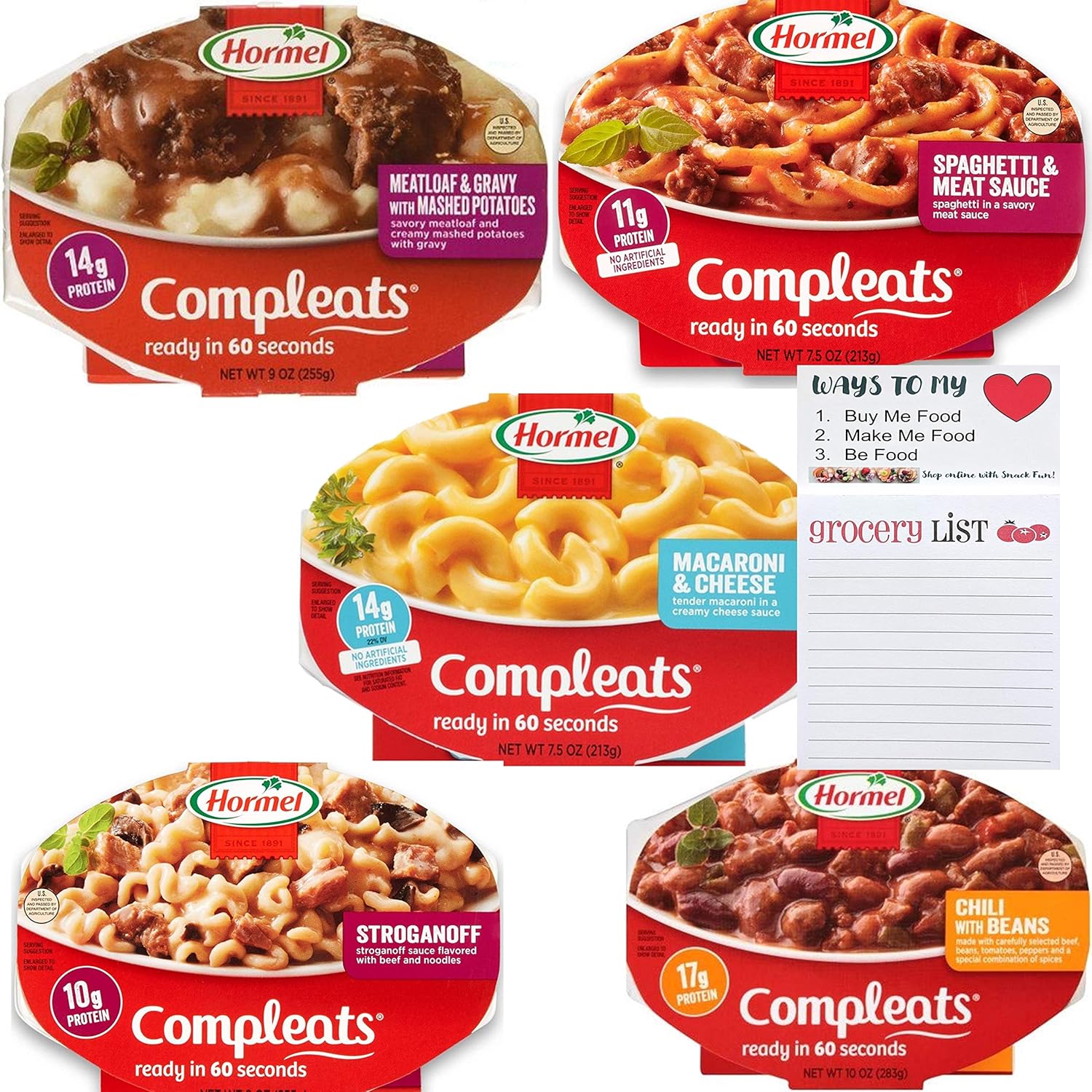 Hormel Compleats Ready to Eat Meals Variety Pack of 5