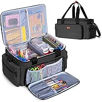 Luxja High Capacity Craft Bag with Shoulder Strap, Craft Tote for Art, Scrapbooking or Sewing Supplies (Bag Only), Black
