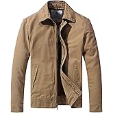 WenVen Men's Lightweight Military Cotton Jacket Casual Spring Lapel Work Coat