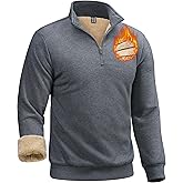 Boladeci Men's Quarter Zip Pullover Premium Sherpa Lined Sweatshirts Heavyweight Winter Cold Weather