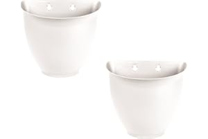 The HC Companies 8 Inch Garden Wall Planter - Plastic Hanging Plant Pot for Indoor Outdoor Flowers, Herbs, White (Pack of 2)