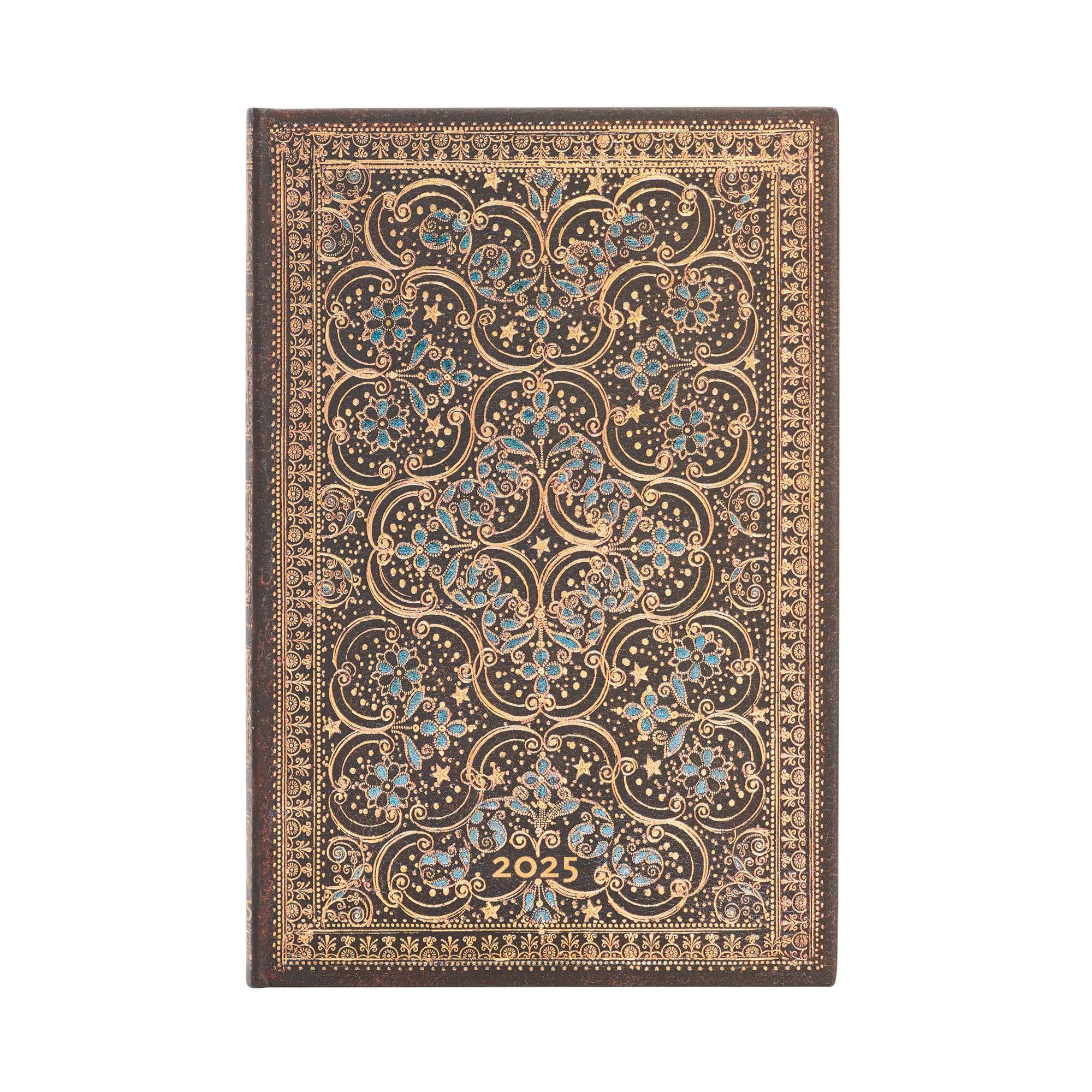Kalendarz Paperblanks 2025 Restoration Mini tygodniowy VSO: tydzień na dwóch stronach, zamykany na gumkę, Papier 100 GSM