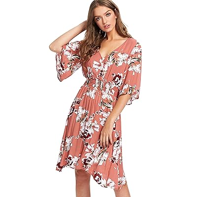 Milumia Womens Boho Button Up Split Floral Print France