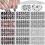 EBANKU 12 Sheets Black White Full Wraps Nail