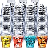 Peryiter 100 Pcs Plastic Shot Glasses Bulk Mini 1.7 oz Disposable Shot Cups Clear Funny Design Plastic Sample Glasses Tasting Cups Wine Whiskey Container for Adult Wedding Birthday Party Supplies