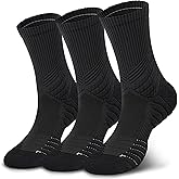 Hylaea Compression Running Socks for men, Coolmax Anti-Blister Cushion Crew Socks for Athletic, Moisture Wicking & Seamless