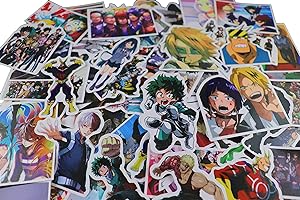 100 pcs My Hero Academia Anime Stickers Pack Bomb Superheroes for Laptop, Notebooks, Car, Bicycle, Skateboards, Luggage Decoration