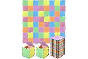 Shihanee Foam Floor Baby Tiles Foam Floor Mats Play Mats Bulk with Borders Interlocking for Kids Baby Playroom Nursery Gym (Colorful,64ft)