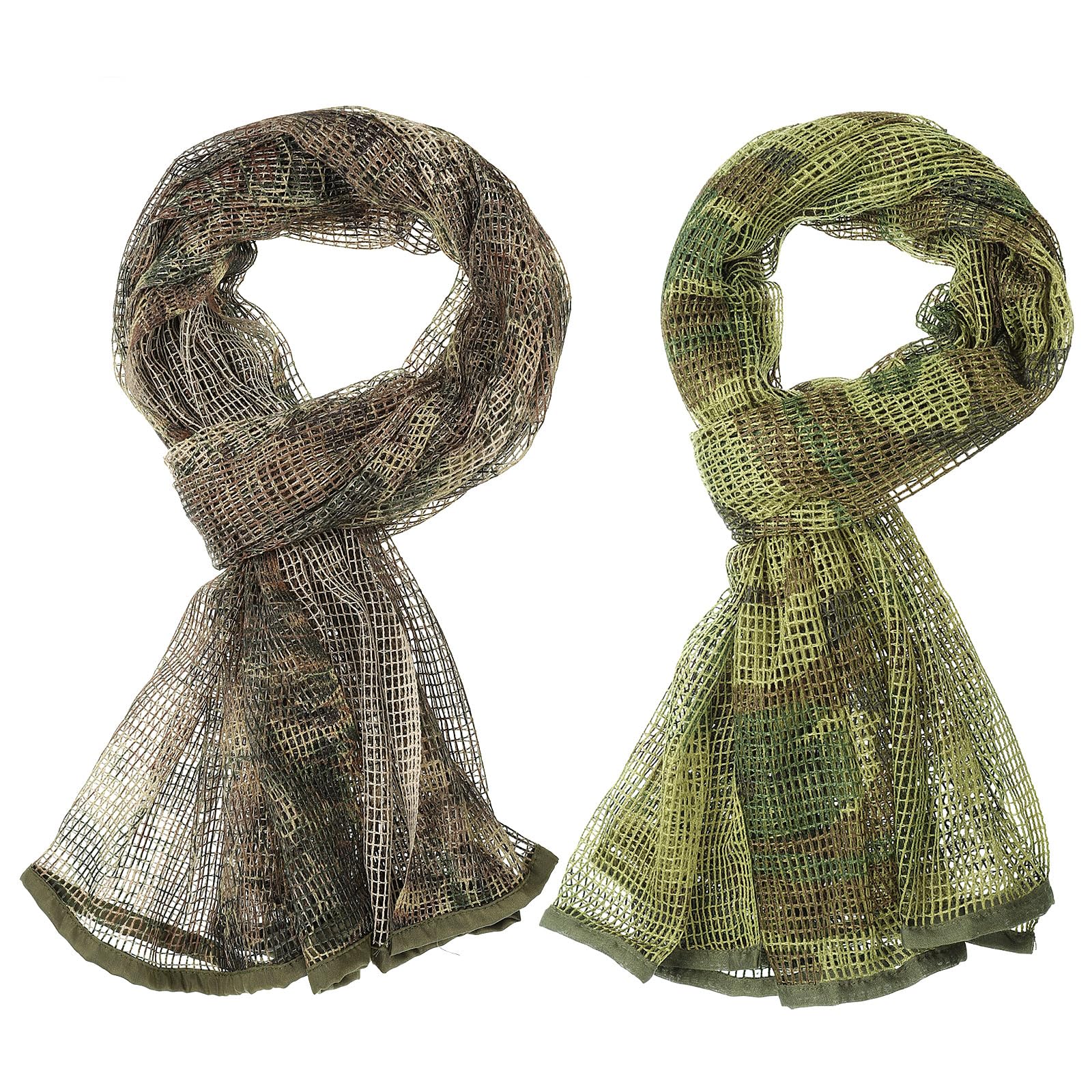 PATIKIL 71"x35" Camouflage Veil Scarf, 2Pcs Camo Netting Veil Camo Mesh Neck Scarves Desert Mesh Scarves for Outdoor Activities, Jungle Camo/Leaf Camo