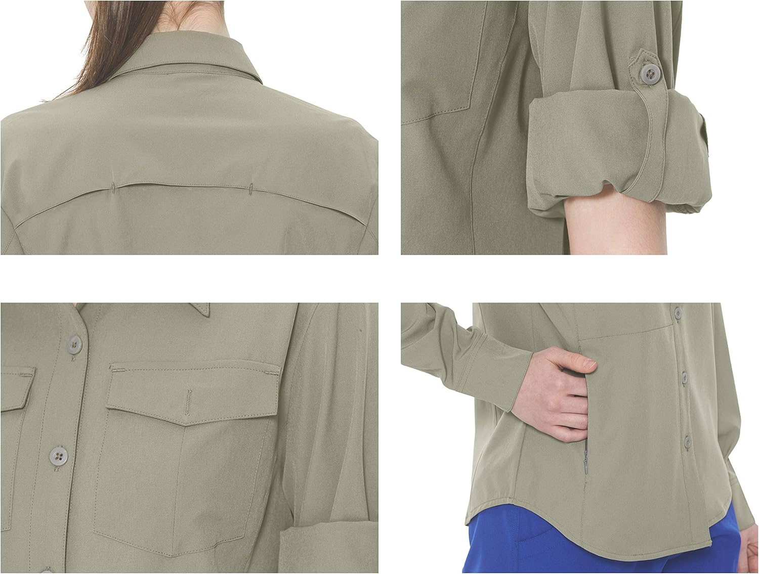 Little Donkey Andy Women's Stretch Quick Dry UPF50+ Long Sleeve Shirt for Hiking, Travel, Camping: Clothing