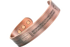Willis Judd Philippians 4:13 Prayer for Strength Men's Pure Copper Magnetic Bracelet Bangle