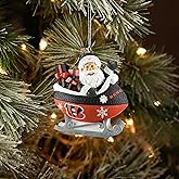 FOCO - NFL 4" Football Sleigh Resin Xmas Christmas Holiday Tree Hanging Ornament (Cincinnati Bengals)