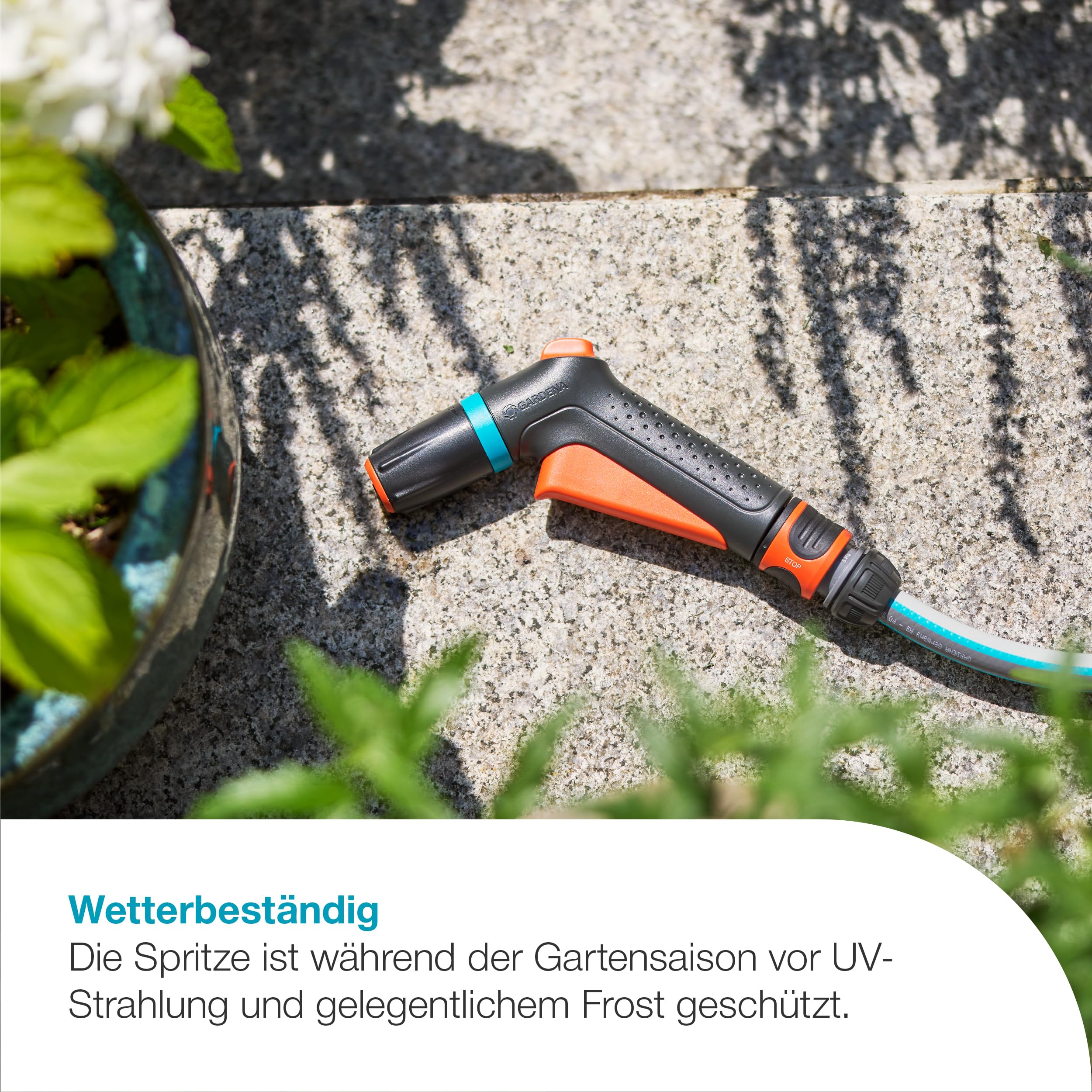 Gardena Classic Reinnigungsspritze Wasser Stop Set Brausen & Spritzen: Spritze für den Gartenschlauch, zum Reinigen und Bewässern, 2 Sprühbilder, langlebiges Design, mit Wasserstop (18361-20) 4