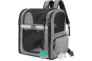 PetAmi Dog Backpack Carrier for Small Large Cat, Pet, Puppies, Ventilated Pet Hiking Backpack Travel Bag, Airline Approved Cat Backpack Carrier, Safety Back Support, Camping Biking, Max 18 lbs, Grey