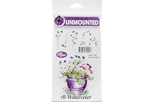 Art Impressions Watercolor Cling Rubber Stamps Flower, Multicolor