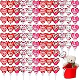 102 Pcs Valentine's Self Inflating Balloons Mini Heart Balloon on a Stick 4 Inch I Love You Balloons with Rod for Valentines Engagement Wedding Party Romantic Decorations