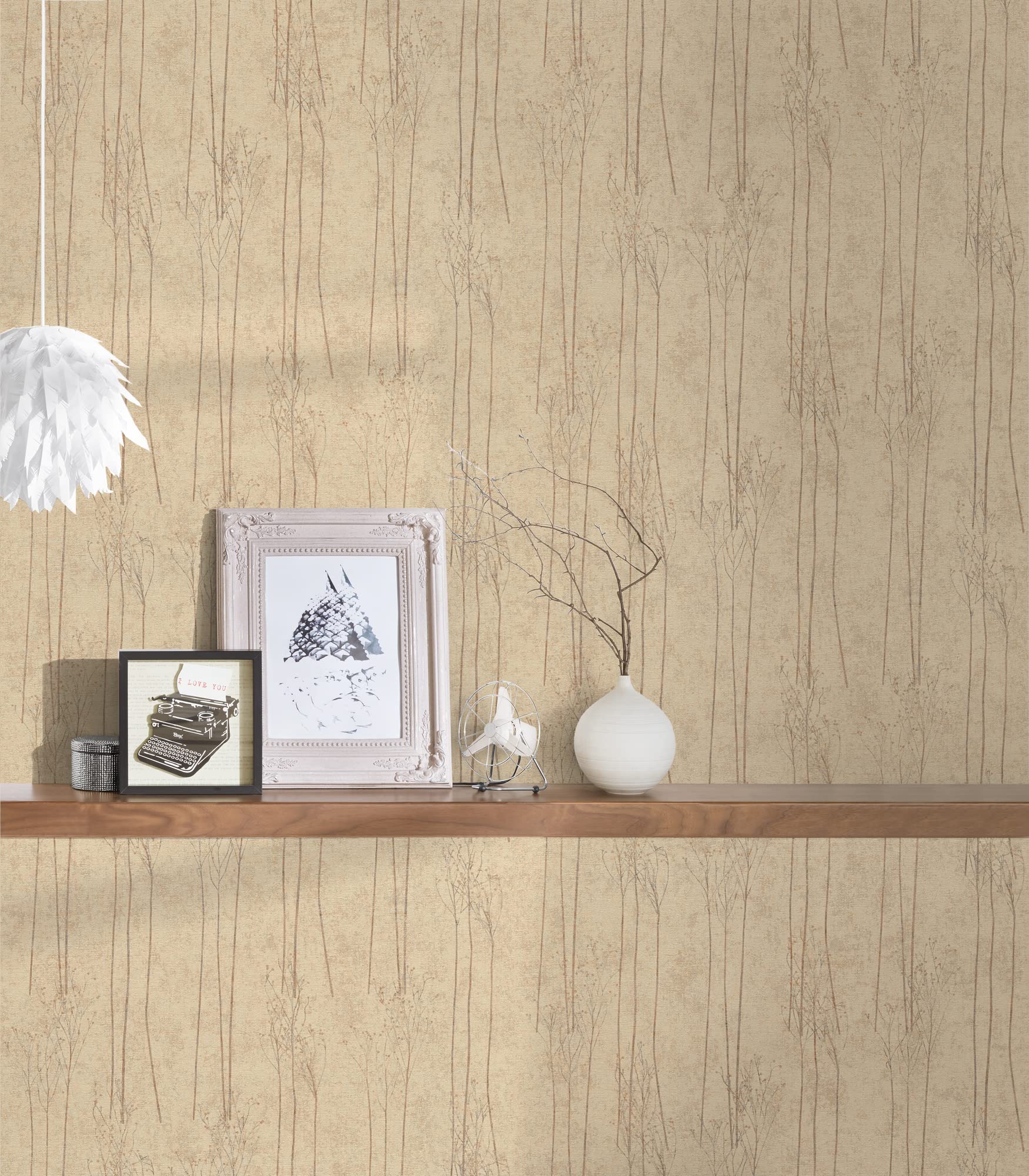 A.S. Création 386141 Scandinavian Pampas Grass Wallpaper Swedish Brown Beige Non-Woven Wallpaper 10.05 x 0.53 m Made in Germany