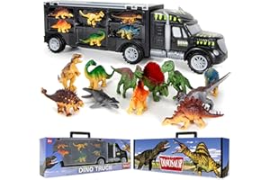 MOBIUS TOYS Dinosaur Truck Carrier - Dinosaur Toy for Boys, 12 Dinosaur Toys Playset - Toy Dinosaurs for Boys Age 3 & Up with More Dinosaur Figures, Dinosaur Trucks for Boys Toys Age 4-5, 6, 7 Years Old