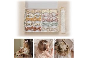FANCY CLOUDS 20 Pcs Hair Clips for Girls with Bows Holder Flower,2" Fully Lined Alligator Clips and Barrettes,Handmade Hair Accessories for Baby Toddler Young Kids School Age Girls Gifts