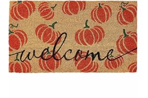 KANKUN Halloween Coco Coir Door Mat with Heavy Duty Backing, Welcome Doormat (17" x 30"), Doormat Entrance (Welcome1 - Halloween)