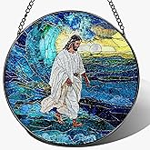 8-Inch Jesus Christian Suncatcher Ornament, Stained Glass Window Hanging, Religious Ornament, God Jesus Home Decor, Faith Window Decor — Gift for Christmas & Holidays, Christian Gifts, Religious Gifts