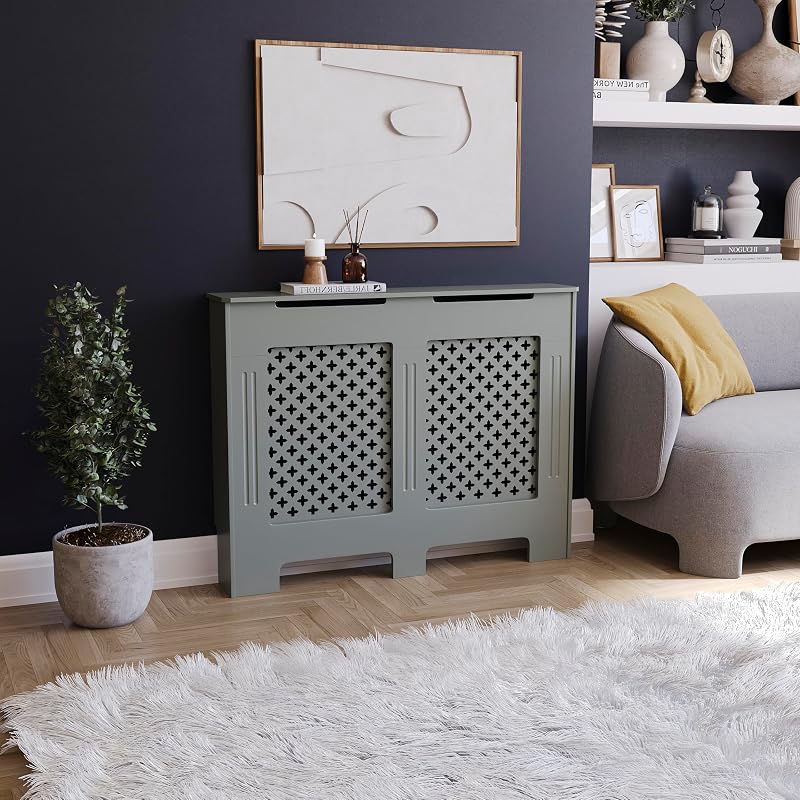 Vida Designs Oxford Radiator Cover Olive Grey Medium H82xW111xD19cm