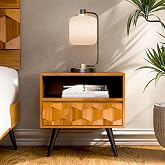 Bme Georgina Wood Nightstand, 1 Drawer, Open Shelf, Mid Century, Teak Brown