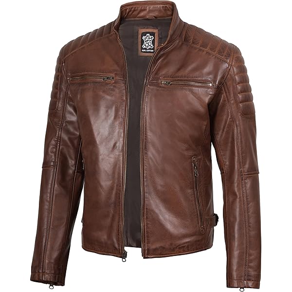 The Classic Fit Men's Brown Genuine Harrington Leather Jacket
