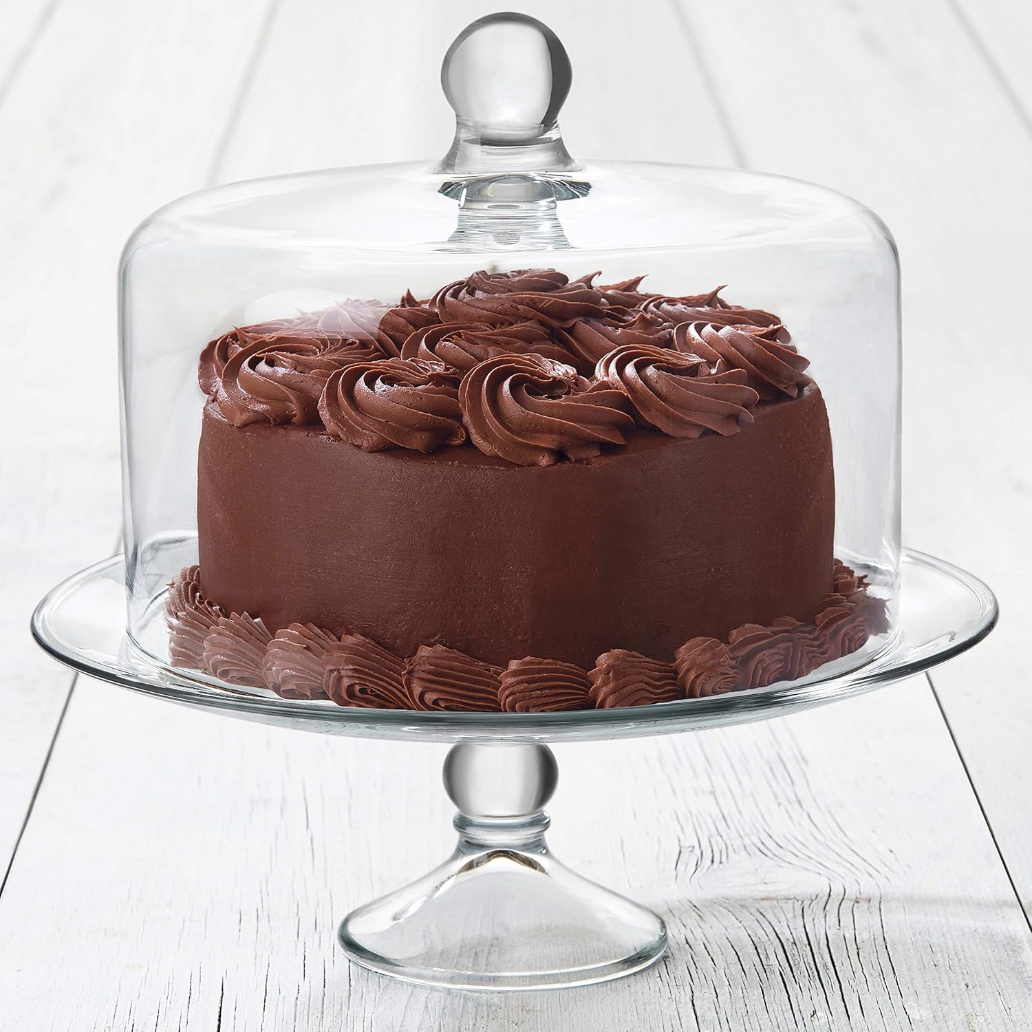 Libbey Selene Glass Cake Stand with Dome: Kitchen & Dining