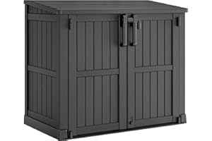 LHBcraft Outdoor Storage Cabinet 36 Cu Ft with Lockable Doors, Portable Horizontal Resin Storage Shed -Easy to Assemble, Waterproof Outdoor Storage Box for Backyards,Patios Black