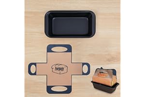 Loaf Pan with Liner Set: 1-Pack Nonstick 9 x 5 Inch Bread Pan and Loaf Liner for Homemade Oven Baking - Rectangular Baking Tr
