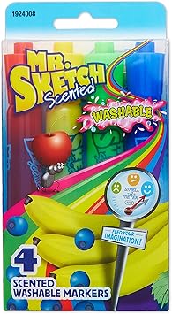Amazon Com Mr Sketch 1924008 Washable Scented Markers Chisel Tip Assorted Colors 4 Count Office Products