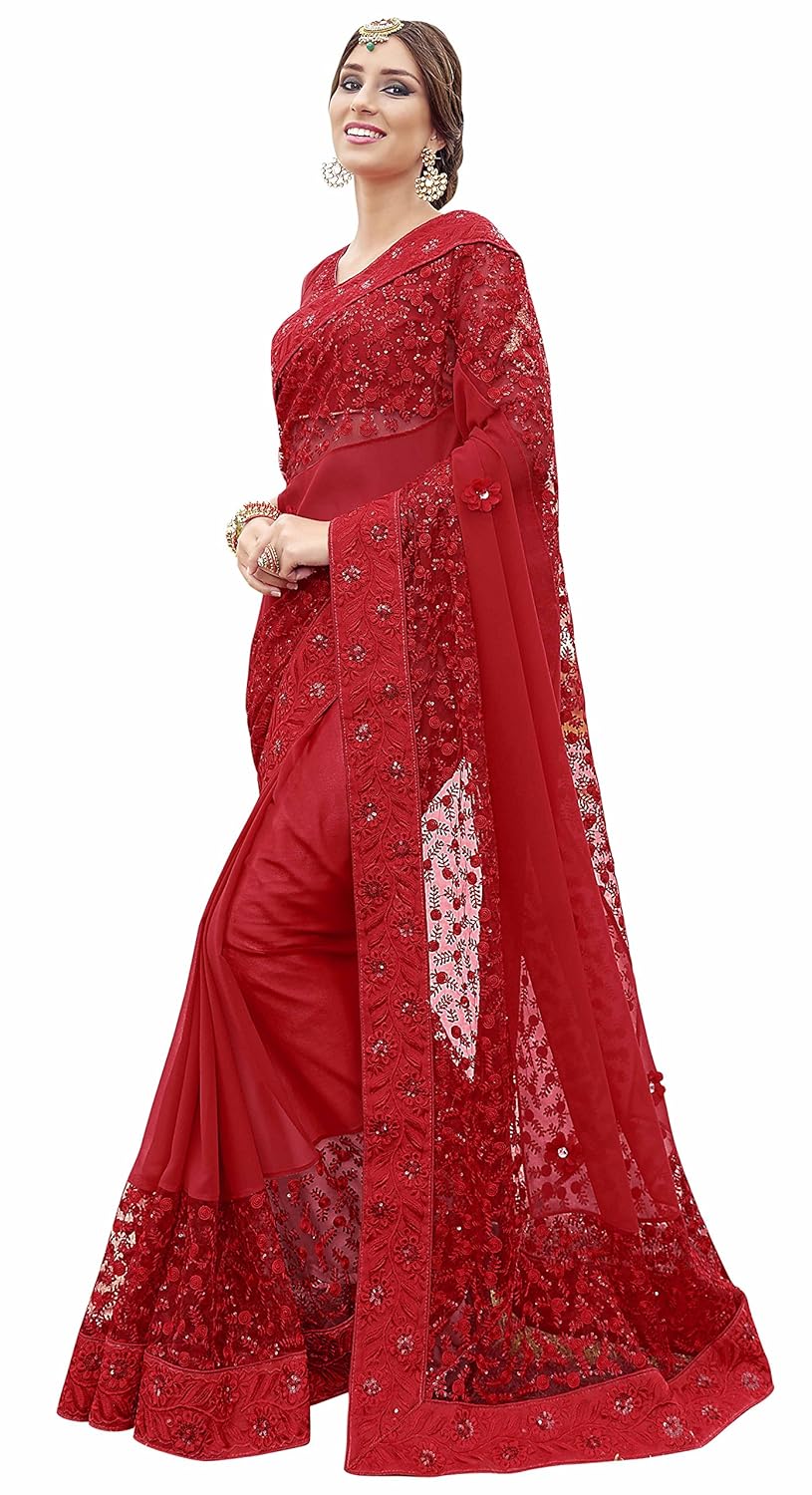 amazon red saree