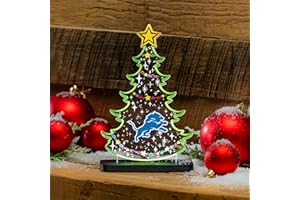 TEAM SPORTS AMERICA NFL Detroit Lions LED Light Sign Football Christmas Tree Tabletop Decor, Free-Standing Desk Night Light Lamp for Home, Office, Man Cave, Holiday Gift for Fans, Men & Women – Made in USA