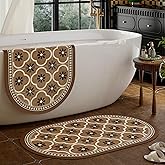 VivaMats Quick-Dry Bath Mat, Absorbent Non-Slip Bathroom Rug, Soft Shower Mat for Bathtub & Toilet, Thin Floor mats (Oval)