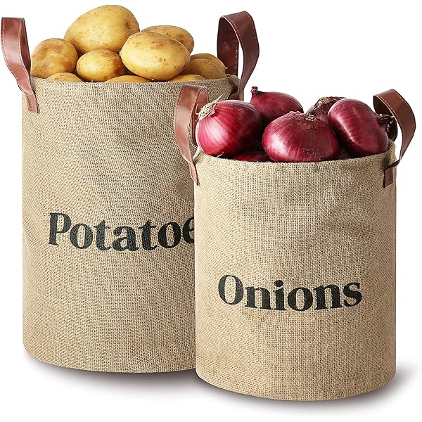 Potato And Onion Storage With Garlic Holder Set Of Containers Farmhouse