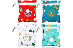 Silkfly 4 Pcs Golf Tee Bag Pouch 5.62 x 6.87 Inch Golf Tee Holder Small Zipper Pouch Golf Tee Pouch Bag with Metal Lobster Cl