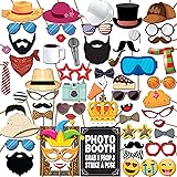 Party Photo Booth Props - 60-pc Photobooth Kit with